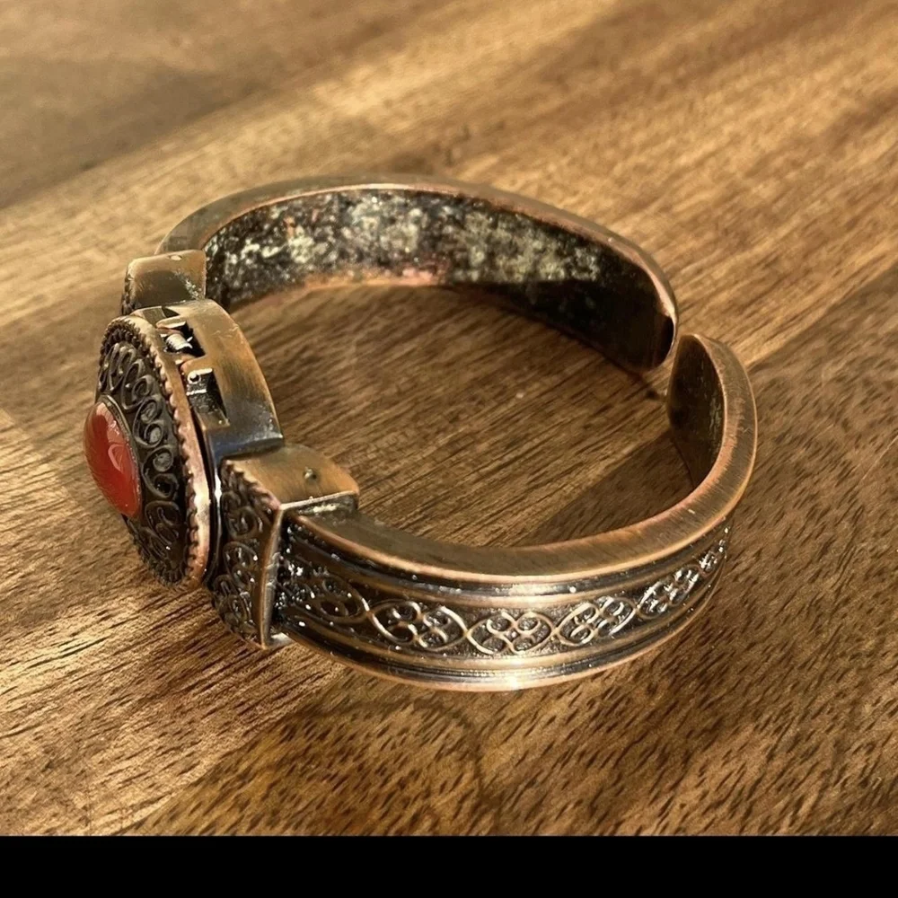 Vintage cottagecore hidden watch bangle bracelet